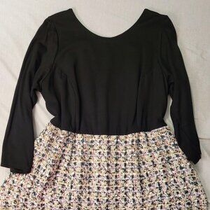 Black and Plaid Twofer Dress